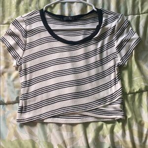 White with black stripes crop top